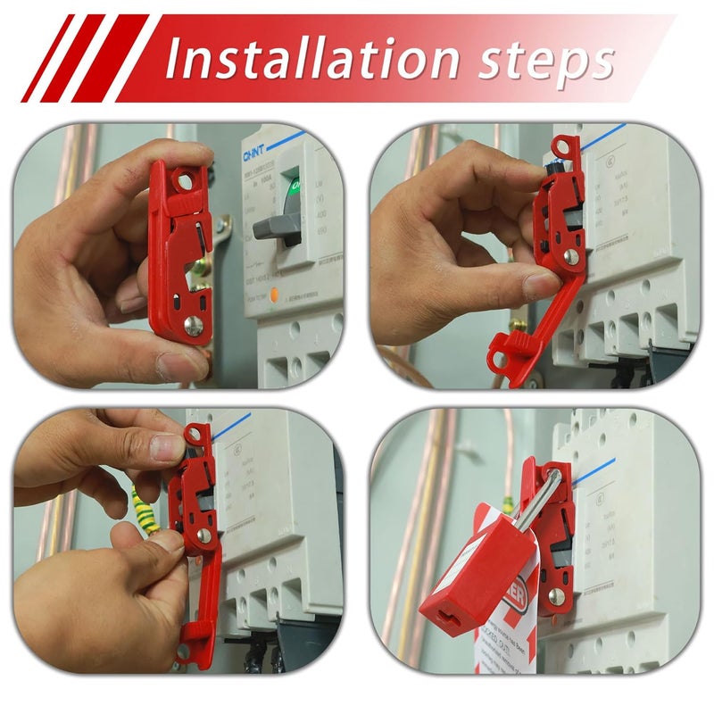 AuRandoo Circuit Breaker Lockout,Breaker Box Lock for 110-240V Electrical Panels - Single/Double Toggle Red Electrical Box Lockout Tagout OSHA Compliant - Image 4